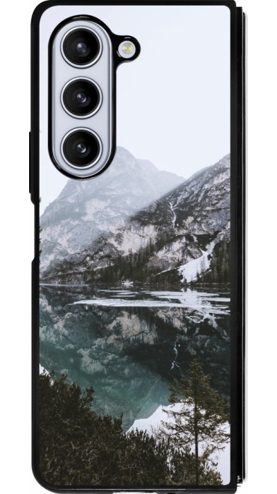 Samsung Galaxy Z Fold5 Case Hülle - Silikon schwarz Winter 22 snowy mountain and lake