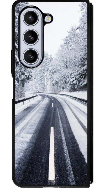 Samsung Galaxy Z Fold5 Case Hülle - Silikon schwarz Winter 22 Snowy Road