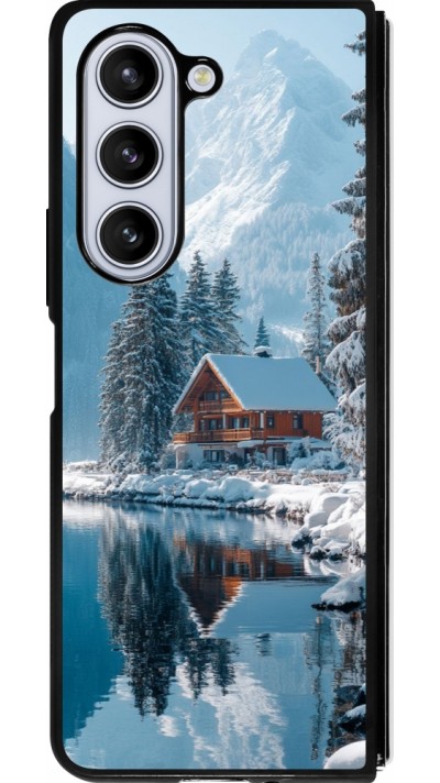 Samsung Galaxy Z Fold5 Case Hülle - Silikon schwarz Winter 25 Winter house forest day