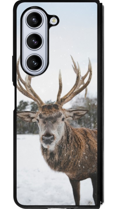 Samsung Galaxy Z Fold5 Case Hülle - Silikon schwarz Winter 25 Winter reindeer