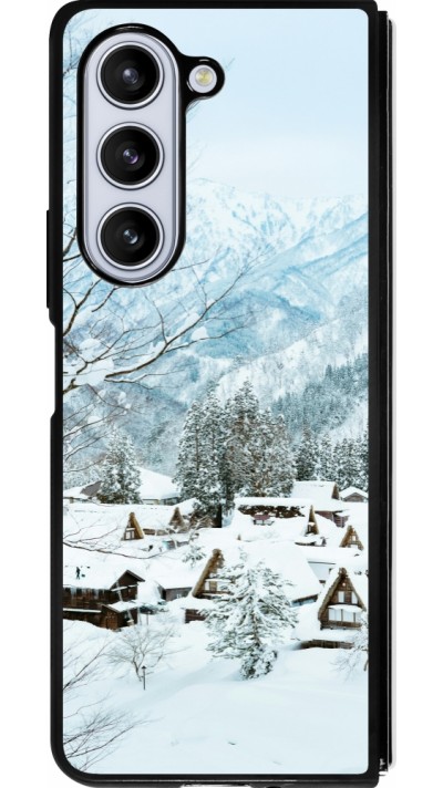 Samsung Galaxy Z Fold5 Case Hülle - Silikon schwarz Winter 25 Winter snowy landscape