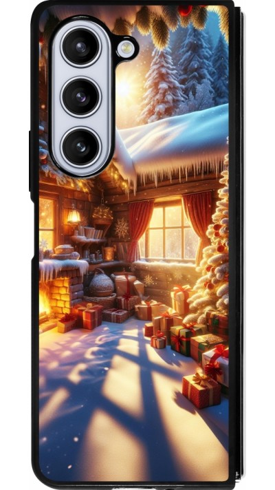 Samsung Galaxy Z Fold5 Case Hülle - Silikon schwarz Weihnachten Chalet Feerie