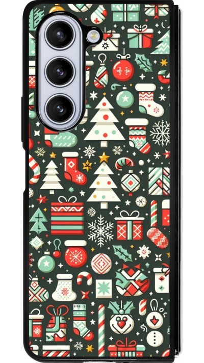 Samsung Galaxy Z Fold5 Case Hülle - Silikon schwarz Weihnachten 2023 Flachmuster
