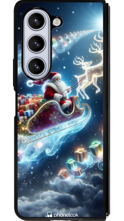 Samsung Galaxy Z Fold5 Case Hülle - Silikon schwarz Weihnachten 2023 Verzauberter Weihnachtsmann