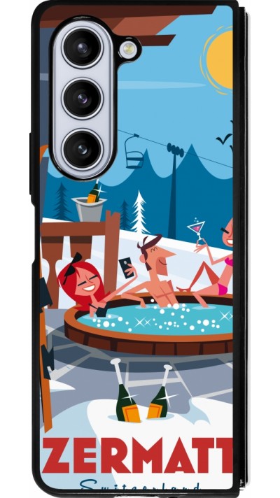 Samsung Galaxy Z Fold5 Case Hülle - Silikon schwarz Zermatt Mountain Jacuzzi