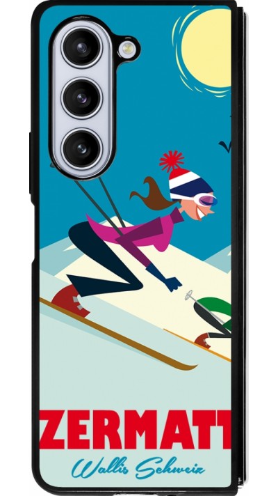 Samsung Galaxy Z Fold5 Case Hülle - Silikon schwarz Zermatt Ski Downhill