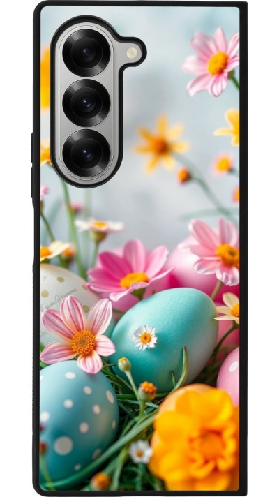 Samsung Galaxy Z Fold6 Case Hülle - Silikon schwarz Easter 2026 Eggs with flowers
