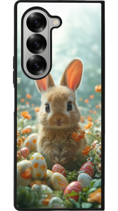 Samsung Galaxy Z Fold6 Case Hülle - Silikon schwarz Easter 2026 Rabbit in the garden