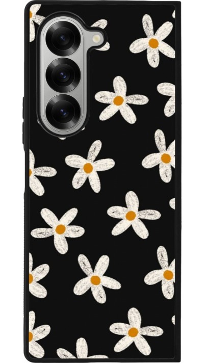 Samsung Galaxy Z Fold6 Case Hülle - Silikon schwarz Easter 2024 white on black flower