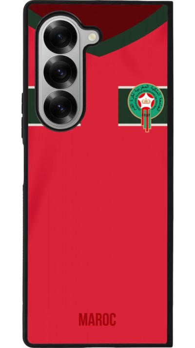 Coque Samsung Galaxy Z Fold6 - Silicone rigide noir Maillot de football Maroc 2022 personnalisable