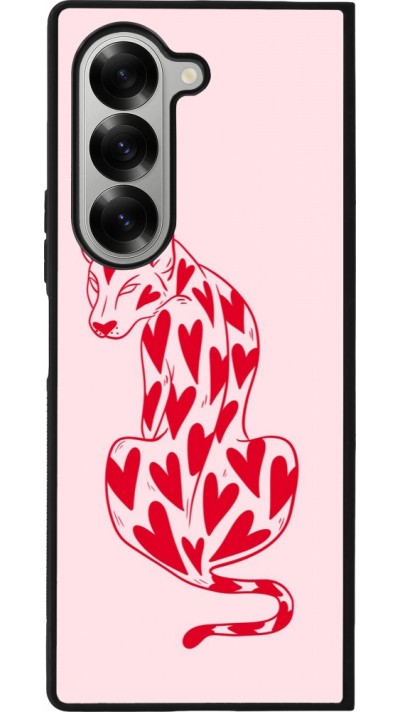 Samsung Galaxy Z Fold6 Case Hülle - Silikon schwarz Leopard with hearts 2026
