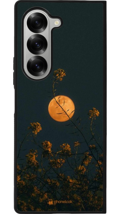 Coque Samsung Galaxy Z Fold6 - Silicone rigide noir Moon Flowers