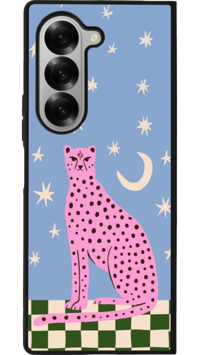 Samsung Galaxy Z Fold6 Case Hülle - Silikon schwarz Pink leopard with stars 2026