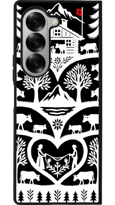 Coque Samsung Galaxy Z Fold6 - Silicone rigide noir Poya Suisse 2 noir