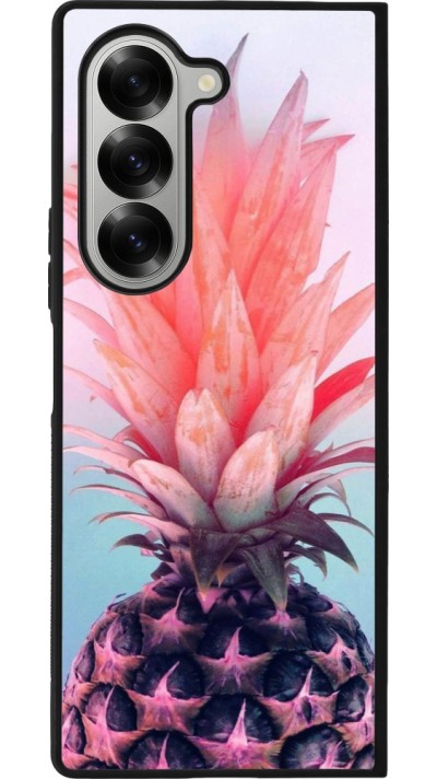Coque Samsung Galaxy Z Fold6 - Silicone rigide noir Purple Pink Pineapple