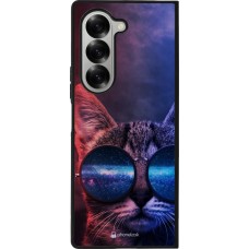Samsung Galaxy Z Fold6 Case Hülle - Silikon schwarz Red Blue Cat Glasses