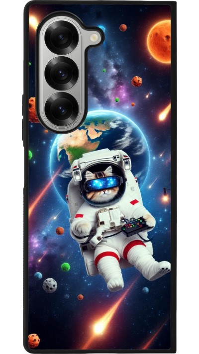 Samsung Galaxy Z Fold6 Case Hülle - Silikon schwarz VR SpaceCat Odyssee