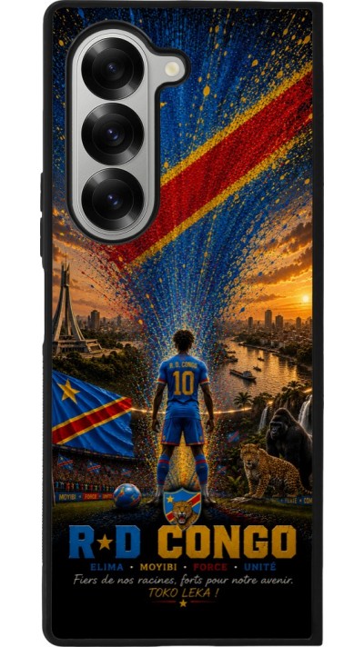 Samsung Galaxy Z Fold6 Case Hülle - Silikon schwarz Fussball Demokratische Republik Kongo splash 2026