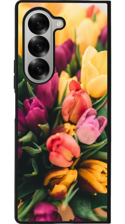 Samsung Galaxy Z Fold6 Case Hülle - Silikon schwarz Bouquet of tulips 2026