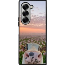Samsung Galaxy Z Fold6 Case Hülle - Silikon schwarz Cow with tulips 2026