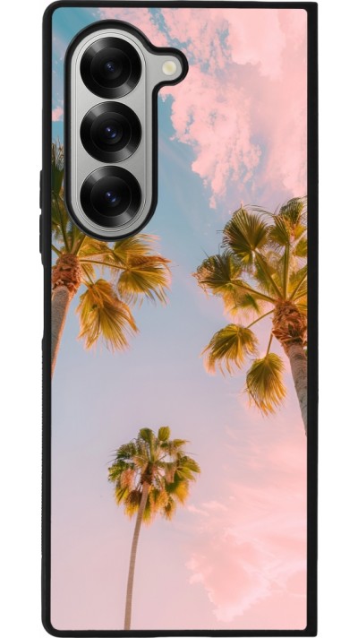 Coque Samsung Galaxy Z Fold6 - Silicone rigide noir Summer 2025 Palmiers