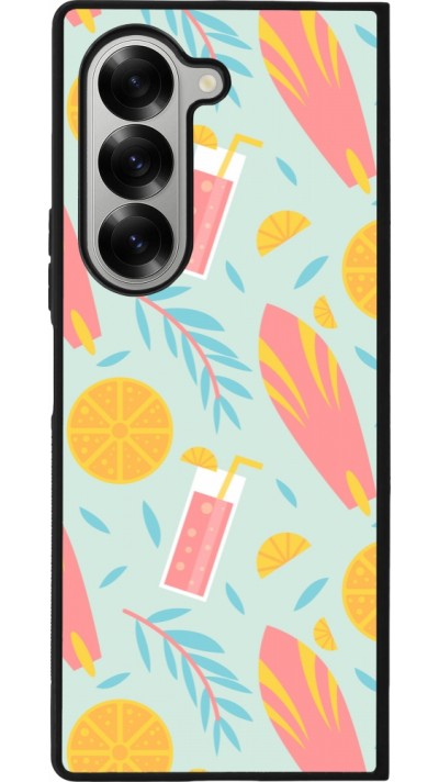Coque Samsung Galaxy Z Fold6 - Silicone rigide noir Summer 2025 Pattern citron