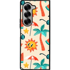 Samsung Galaxy Z Fold6 Case Hülle - Silikon schwarz Summer 2025 Pattern soleil