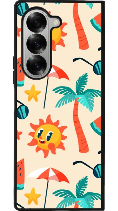 Coque Samsung Galaxy Z Fold6 - Silicone rigide noir Summer 2025 Pattern soleil