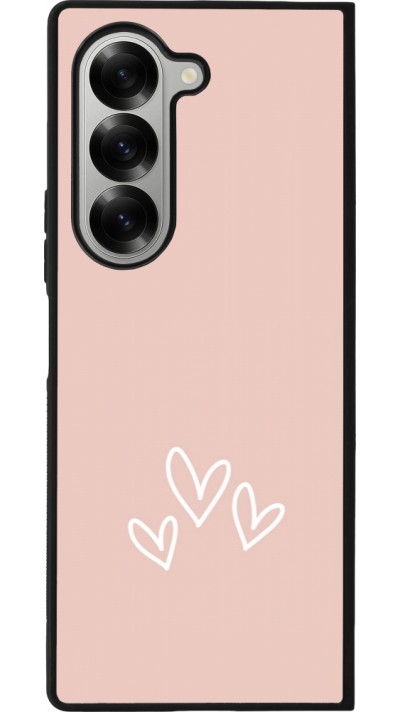 Samsung Galaxy Z Fold6 Case Hülle - Silikon schwarz Valentine 2023 three minimalist hearts