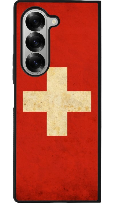 Samsung Galaxy Z Fold6 Case Hülle - Silikon schwarz Vintage Flag SWISS