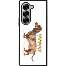 Samsung Galaxy Z Fold6 Case Hülle - Silikon schwarz Wine Teckel