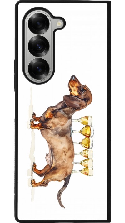 Samsung Galaxy Z Fold6 Case Hülle - Silikon schwarz Wine Teckel