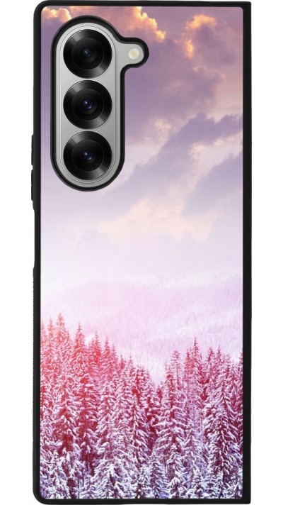 Coque Samsung Galaxy Z Fold6 - Silicone rigide noir Winter 22 Pink Forest