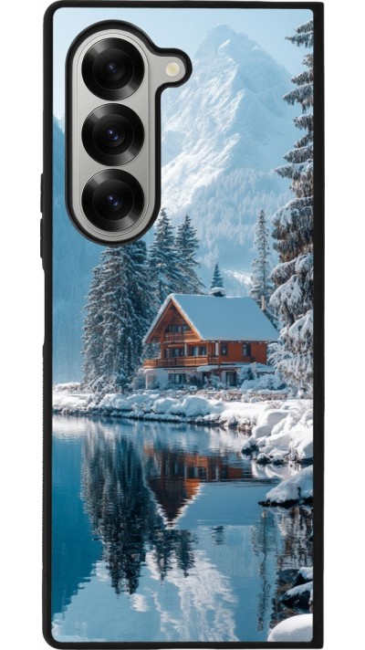 Samsung Galaxy Z Fold6 Case Hülle - Silikon schwarz Winter 25 Winter house forest day