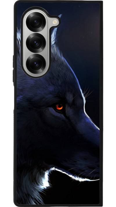 Coque Samsung Galaxy Z Fold6 - Silicone rigide noir Wolf Shape