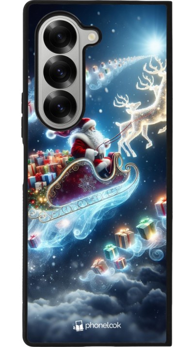 Coque Samsung Galaxy Z Fold6 - Silicone rigide noir Noël 2023 Père Noël enchanté