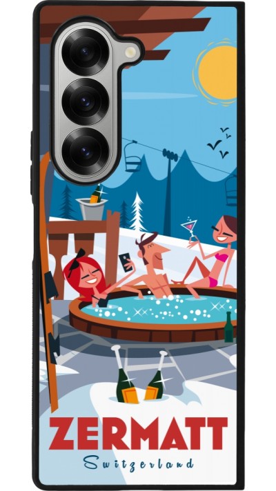 Coque Samsung Galaxy Z Fold6 - Silicone rigide noir Zermatt Mountain Jacuzzi