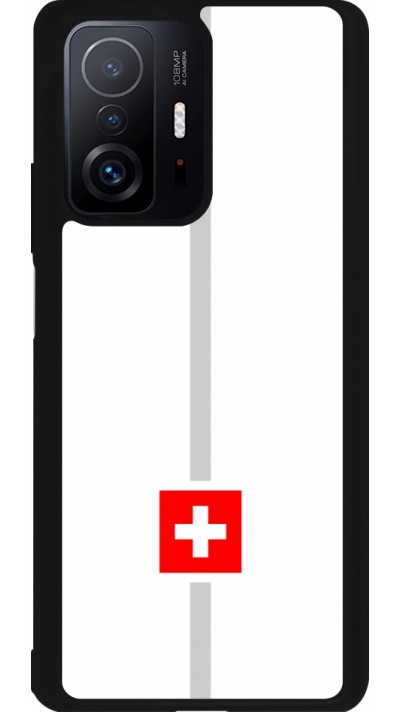 Coque Xiaomi 11T - Silicone rigide noir Canton CH blanc