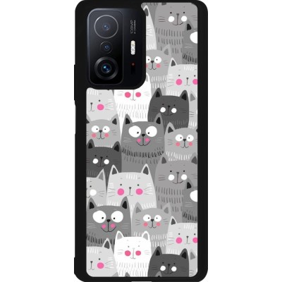 Xiaomi 11T Case Hülle - Silikon schwarz Katzenschwärme