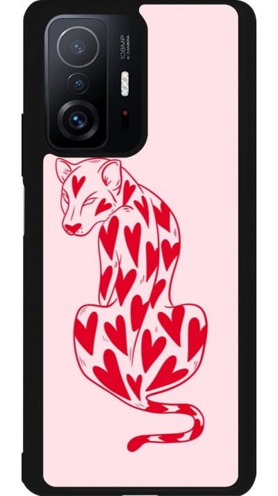 Xiaomi 11T Case Hülle - Silikon schwarz Leopard with hearts 2026