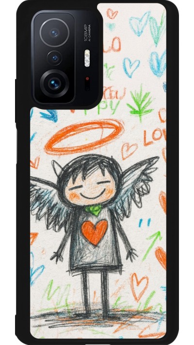 Coque Xiaomi 11T - Silicone rigide noir Little Angel Sketch Love