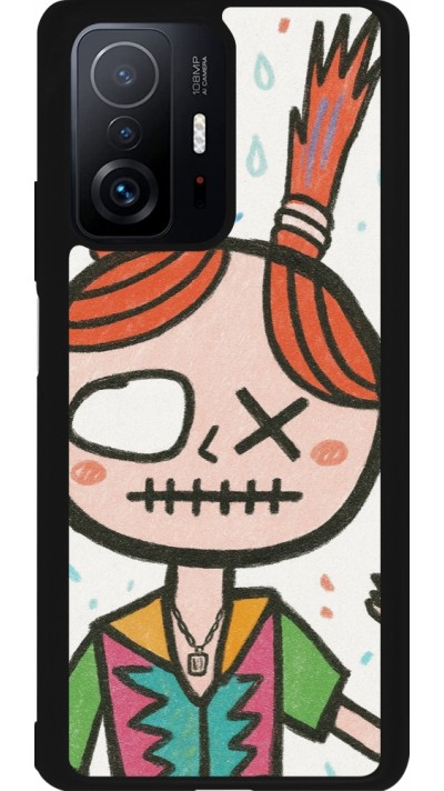 Coque Xiaomi 11T - Silicone rigide noir Little Girl Sketch