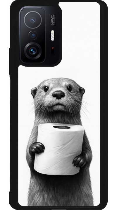 Coque Xiaomi 11T - Silicone rigide noir Loutre papier de toilette