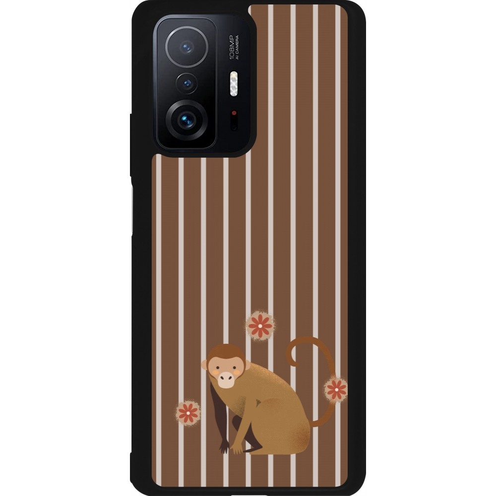 Xiaomi 11T Case Hülle - Silikon schwarz Monkey with stripes