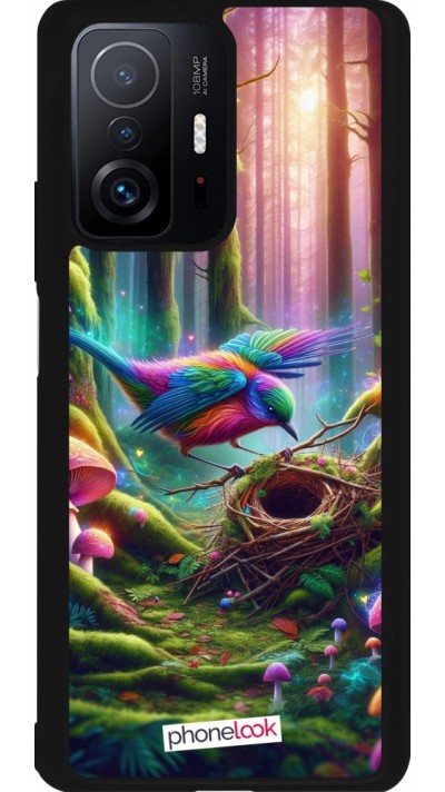 Xiaomi 11T Case Hülle - Silikon schwarz Vogel Nest Wald