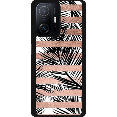 Xiaomi 11T Case Hülle - Silikon schwarz Palm trees gold stripes