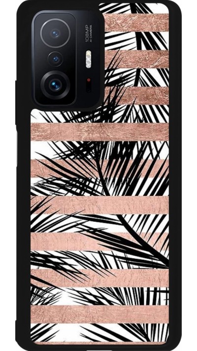 Xiaomi 11T Case Hülle - Silikon schwarz Palm trees gold stripes
