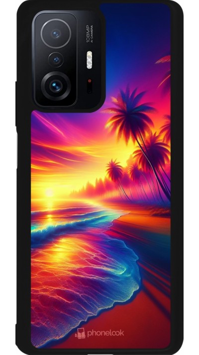 Xiaomi 11T Case Hülle - Silikon schwarz Strand Sonnenuntergang auffällig