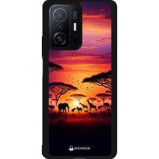 Xiaomi 11T Case Hülle - Silikon schwarz Safari Sonnenuntergang Wildtiere