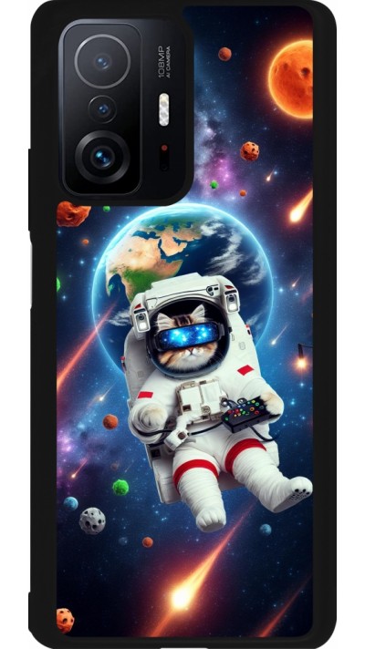Xiaomi 11T Case Hülle - Silikon schwarz VR SpaceCat Odyssee